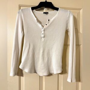 Splendid Women's White Long Sleeve Henley Top XS